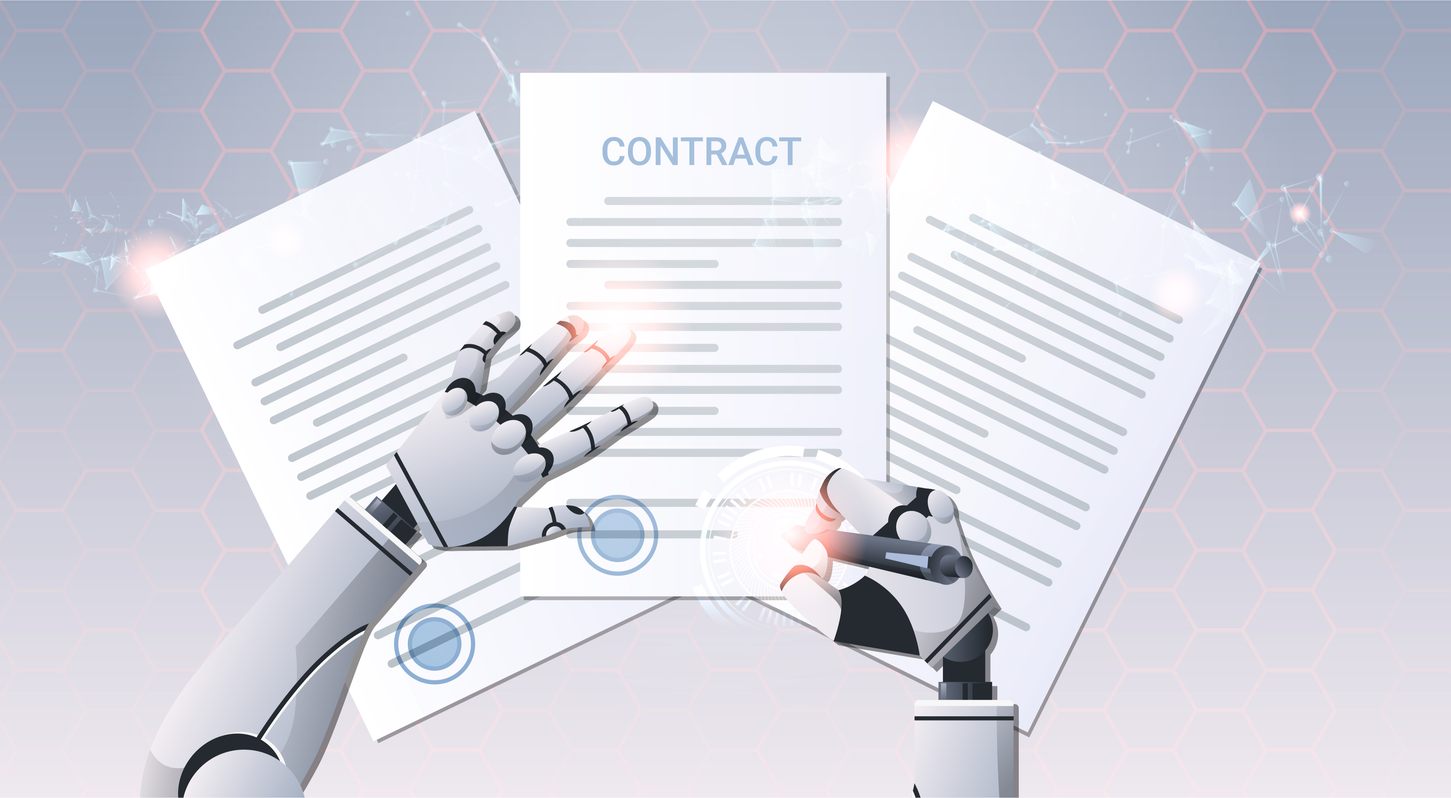  Robot signing contract to represent legal tech innovation in artificial intelligence